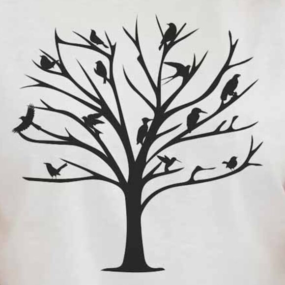 Birds In Tree Shirt, Bird T-shirt, Tree Silhouette Shirt, Gift for Bird Lovers - Picture 3 of 3